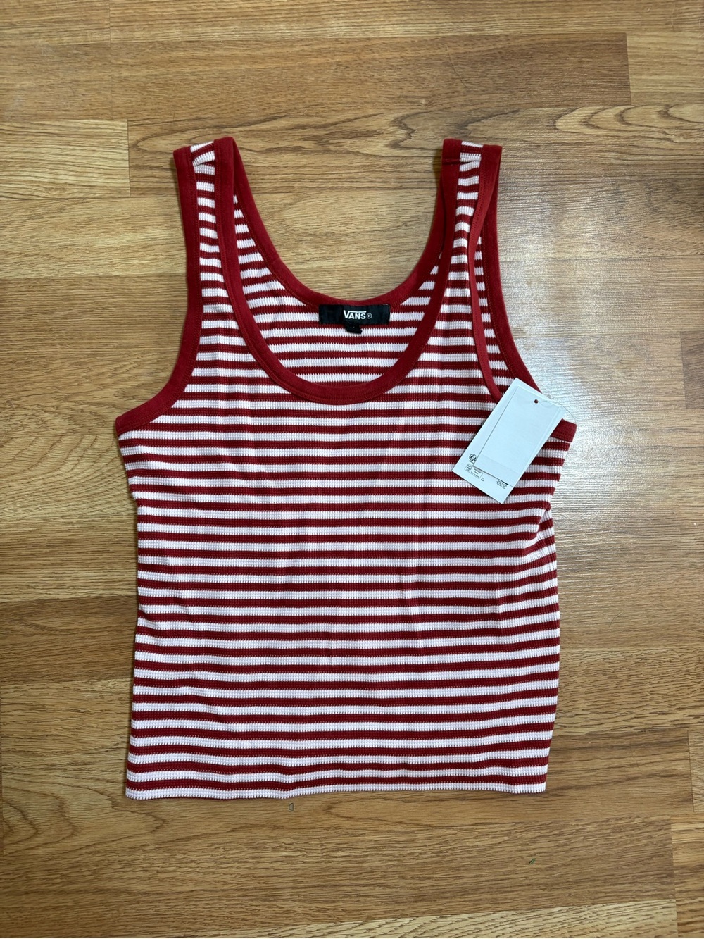 Vans Red & White Striped Ribbed Tank Top